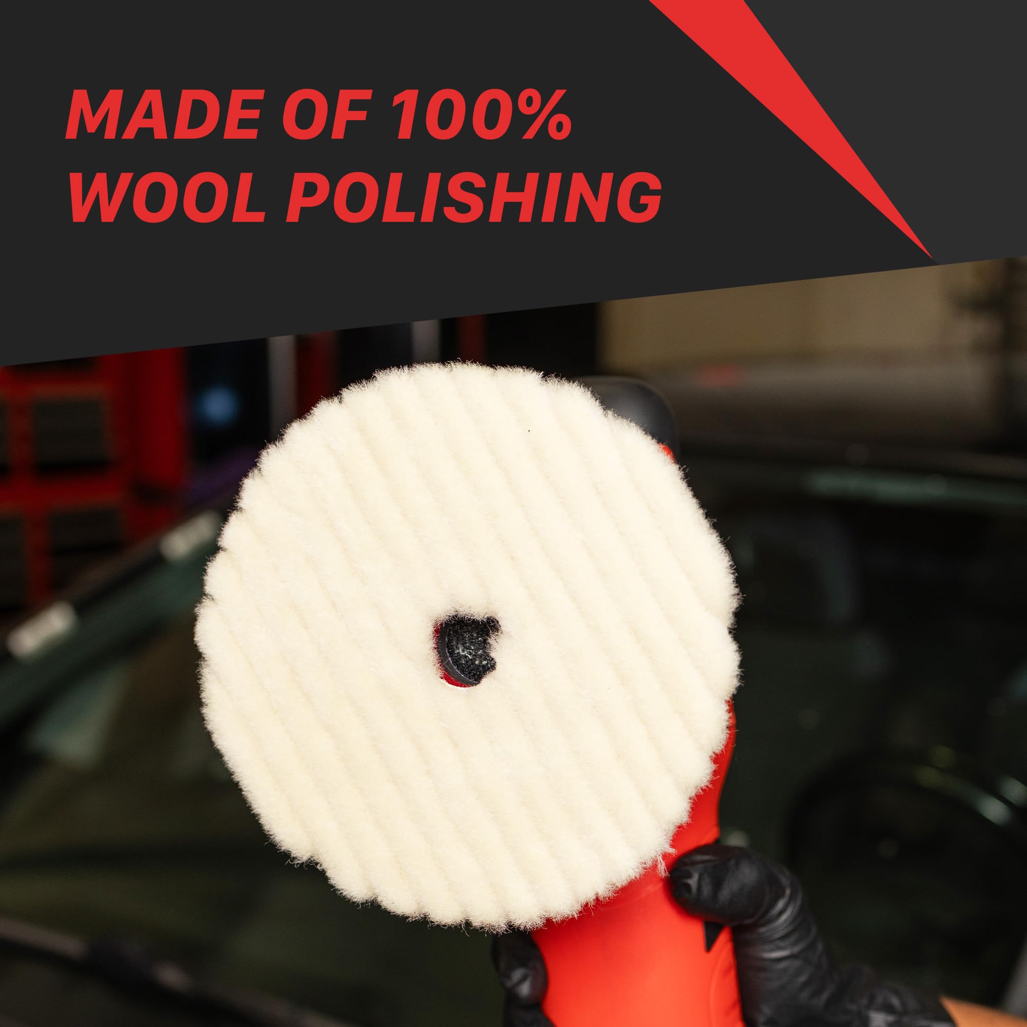 5” Maxshine Universal Wool Buffing & Polishing Pad for Cutting | 100% Natural Wool with Hook & Loop Backing | DA Polisher Compatible | Professional Pad for Heavy Defect Removal & Paint Correction