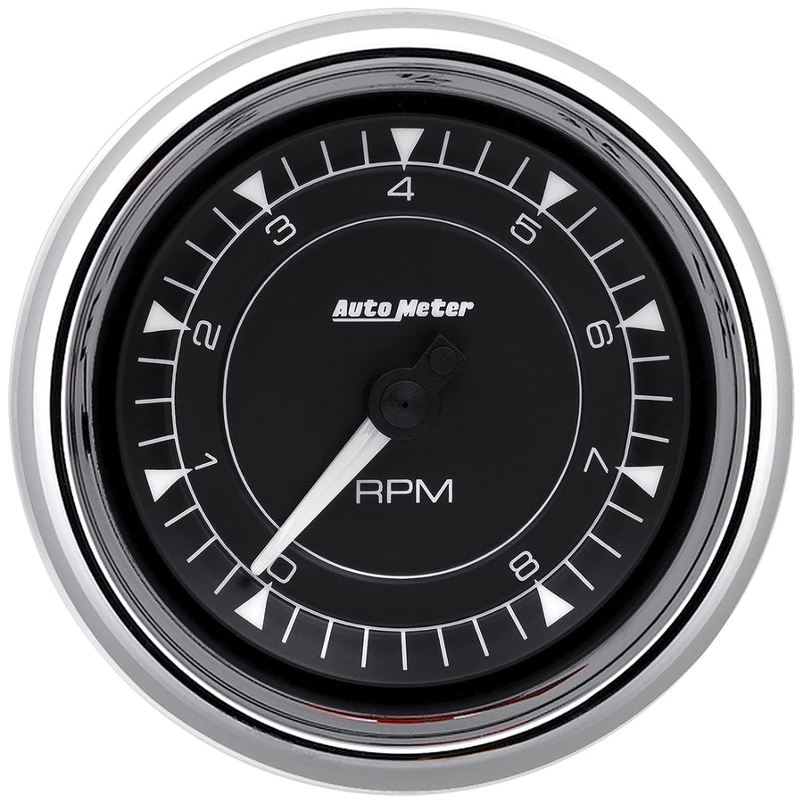8K RPM Auto Meter Tachometer, Chrono in-Dash Chrome