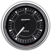 8K RPM Auto Meter Tachometer, Chrono in-Dash Chrome