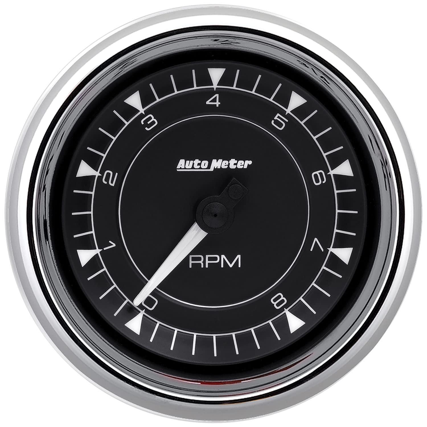 8K RPM Auto Meter Tachometer, Chrono in-Dash Chrome