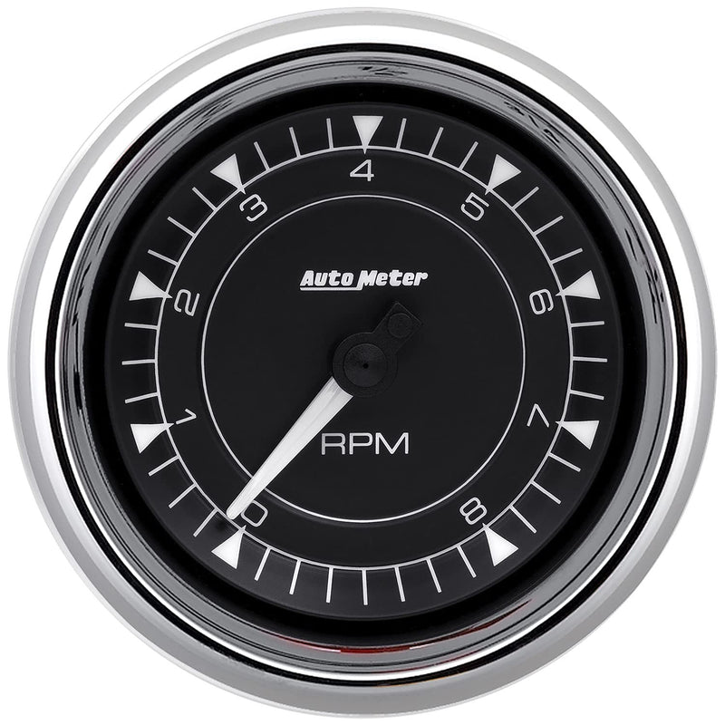 8K RPM Auto Meter Tachometer, Chrono in-Dash Chrome