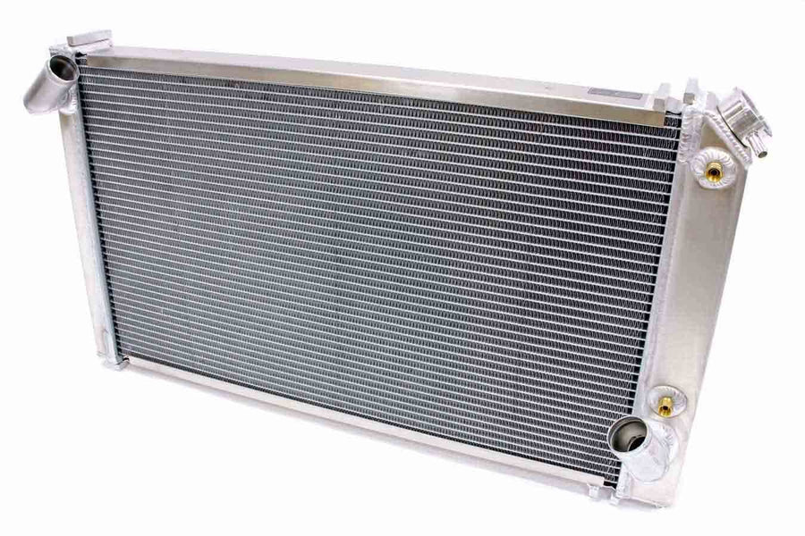 Cool BE Radiator, Direct-Fit, 32 in W x 19 in H x 3 in D, Driver Side Inlet, Passenger Side Outlet, Aluminum, Natural, Automatic, Chevy Corvette 1968-82, Each