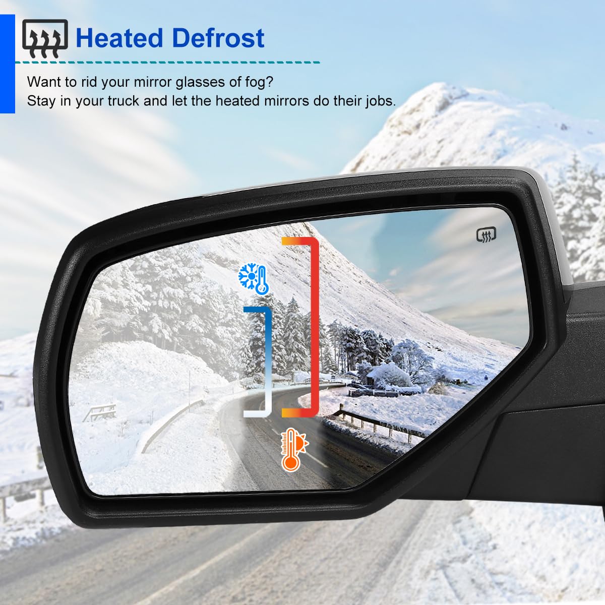 Spec-D Tuning Power Heated Left Driver Side Mirror w/Driving + Puddle Light Compatible with 2014-2018 Chevy Silverado, GMC Sierra