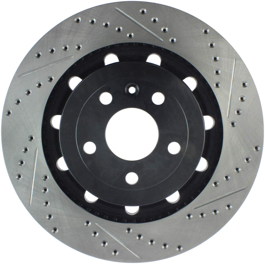 Sport StopTech Front Left Drilled/Slotted Disc Brake Rotor 127.65136L - Fits Select Ford Explorer, Flex, Police Interceptor Sedan or Utility, Taurus and Lincoln MKS, MKT Vehicles
