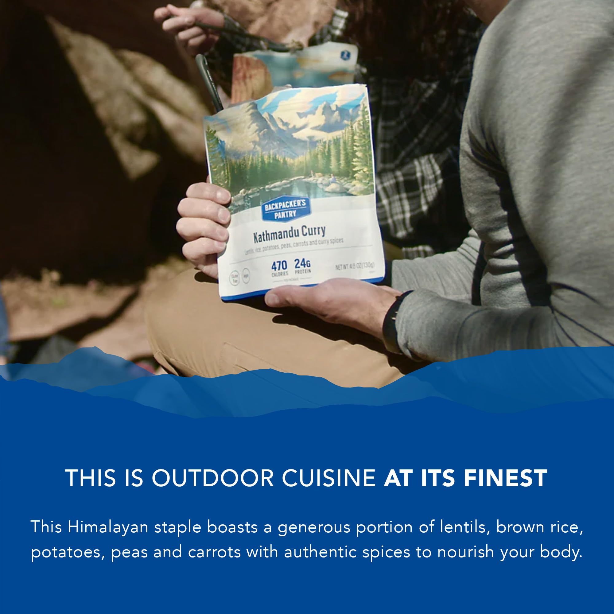 Kathmandu Curry Backpacker's Pantry, 2 Servings Per Pouch, Freeze Dried Food, 16 Grams of Protein, Vegan, Gluten Free