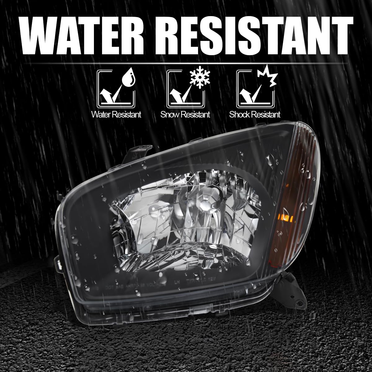 Black Headlights SPEC-D TUNING Compatible with 2001-2003 Toyota RAV4, Left + Right Pair Headlamps Assembly