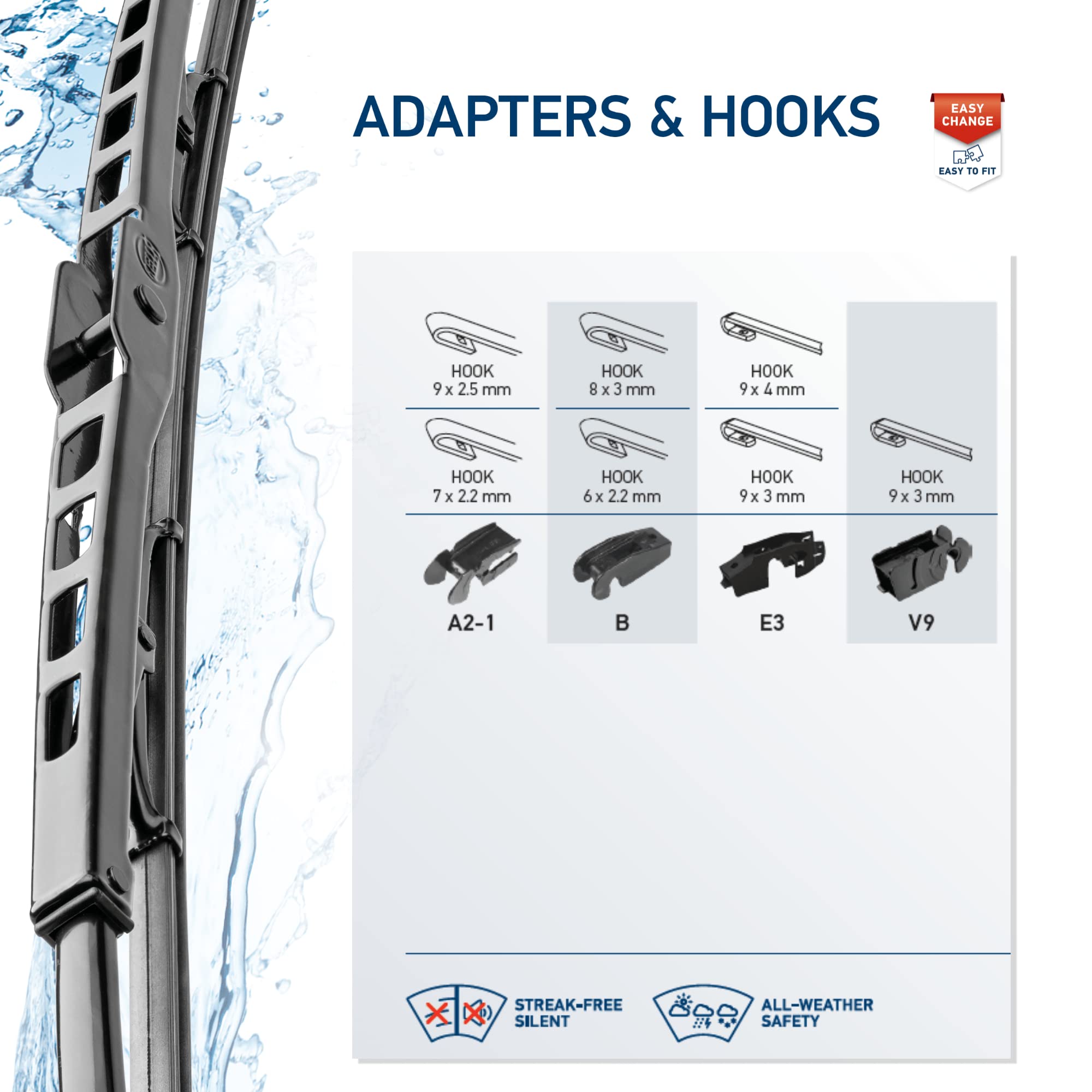Hella 15 Inch OE Quality All Seasons Streak-Free Rubber Standard Wiper Blade (Single Blade) fits select Chevrolet Ford Jeep Land Rover Mercedes-Benz Nissan Subaru Suzuki Volkswagen / 9XW398114015