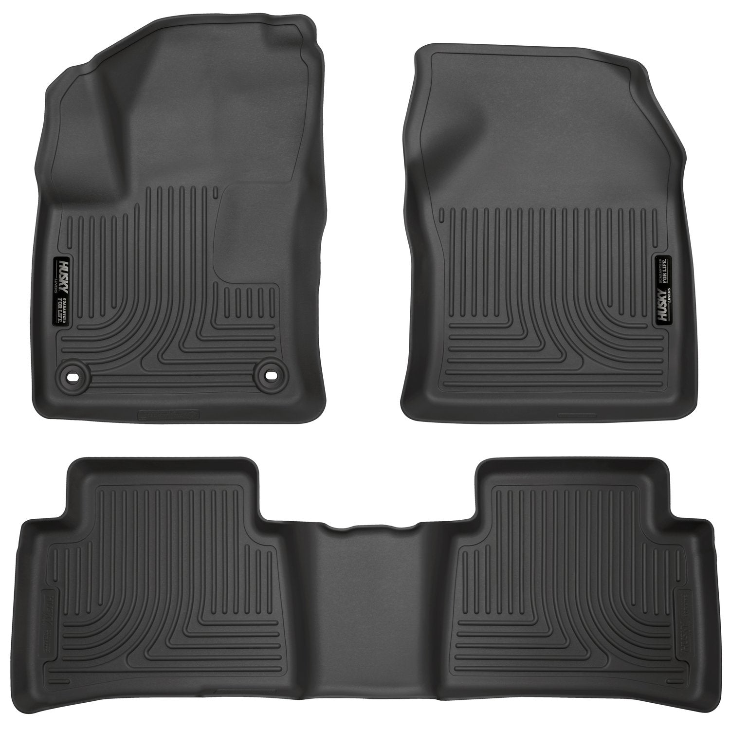 Weatherbeater Husky Liners Floor Mats | Fits 2016-2022 Toyota Prius, 2017-2021 Toyota Prius Prime | Front & 2nd Row, 3-pc Black - 98991