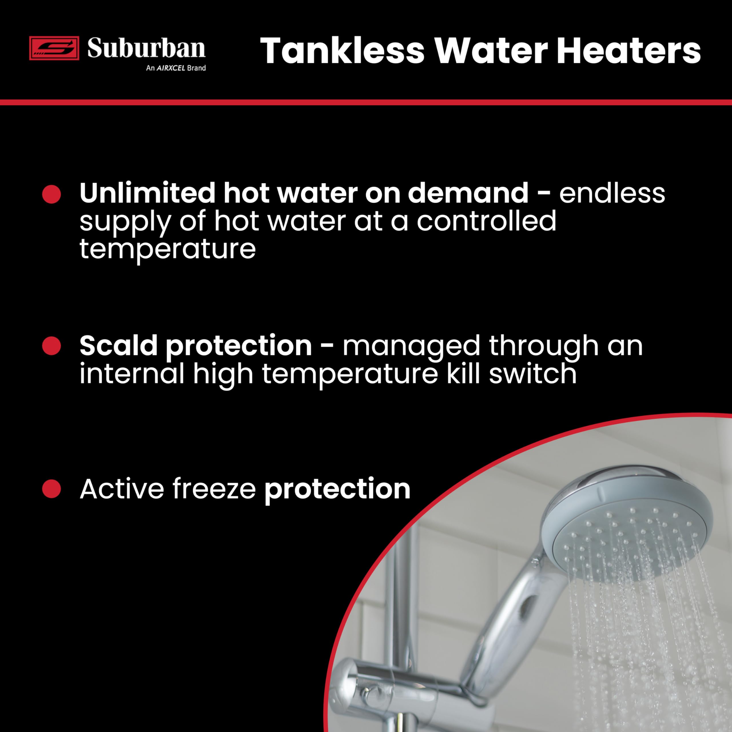 60,000 BTU Suburban RV Tankless Water Heater - Endless Hot Water Supply, Energy Saving, Digital User Control Center, Designed for Safety, Freeze Protection (ST-60)