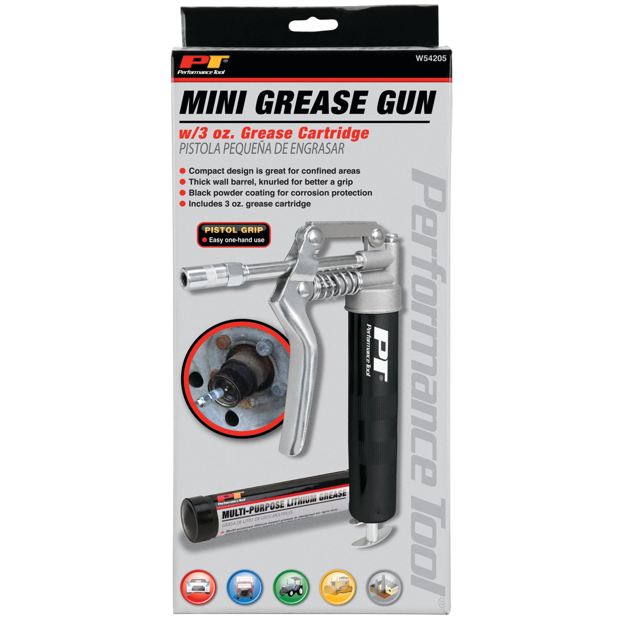 Mini Grease Gun Kit Performance Tool W54205 with Grease Black