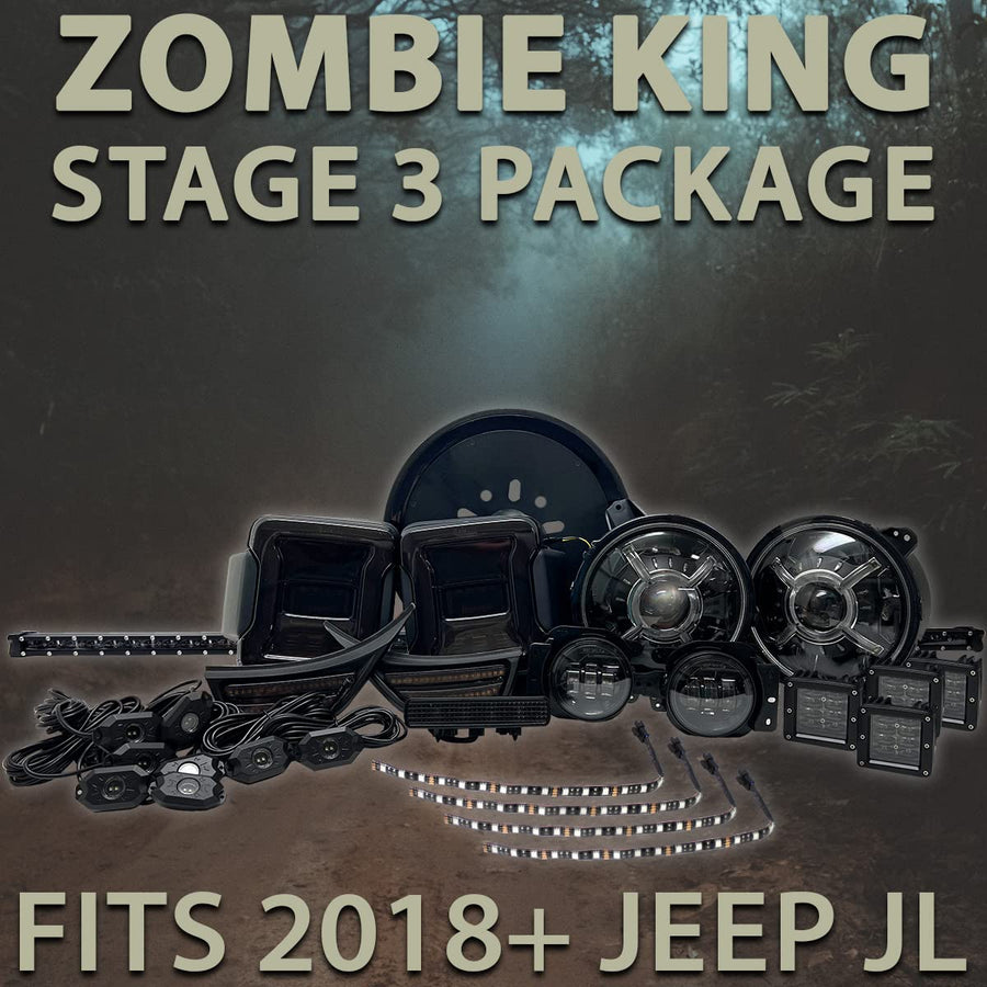 Race Sport Lighting Stage 3 Auxiliary Light Zombie King LED Lighting Package fits 2018 and up Jeep JL S3JJLK