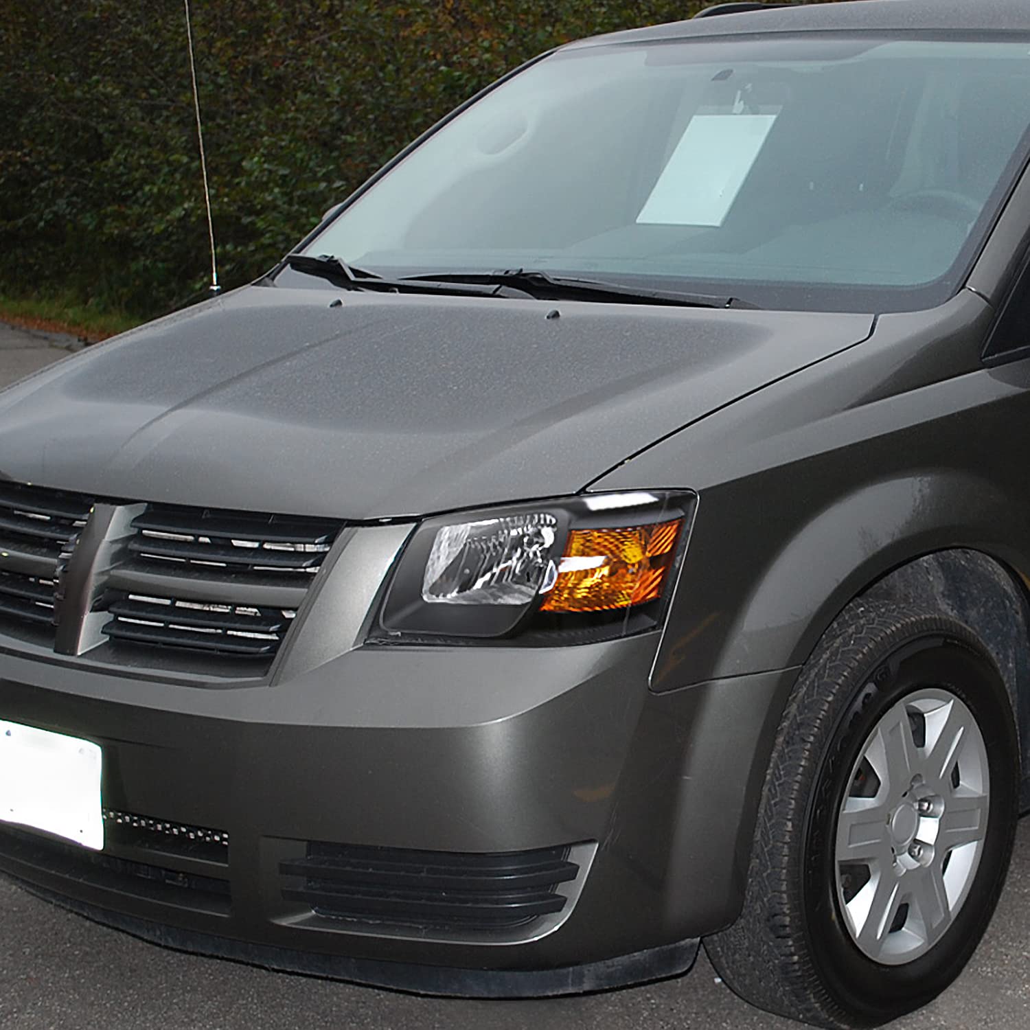 Black Headlights SPEC-D TUNING Compatible with 2008-2010 Dodge Grand Caravan L+R Pair Head Light Lamp Assembly