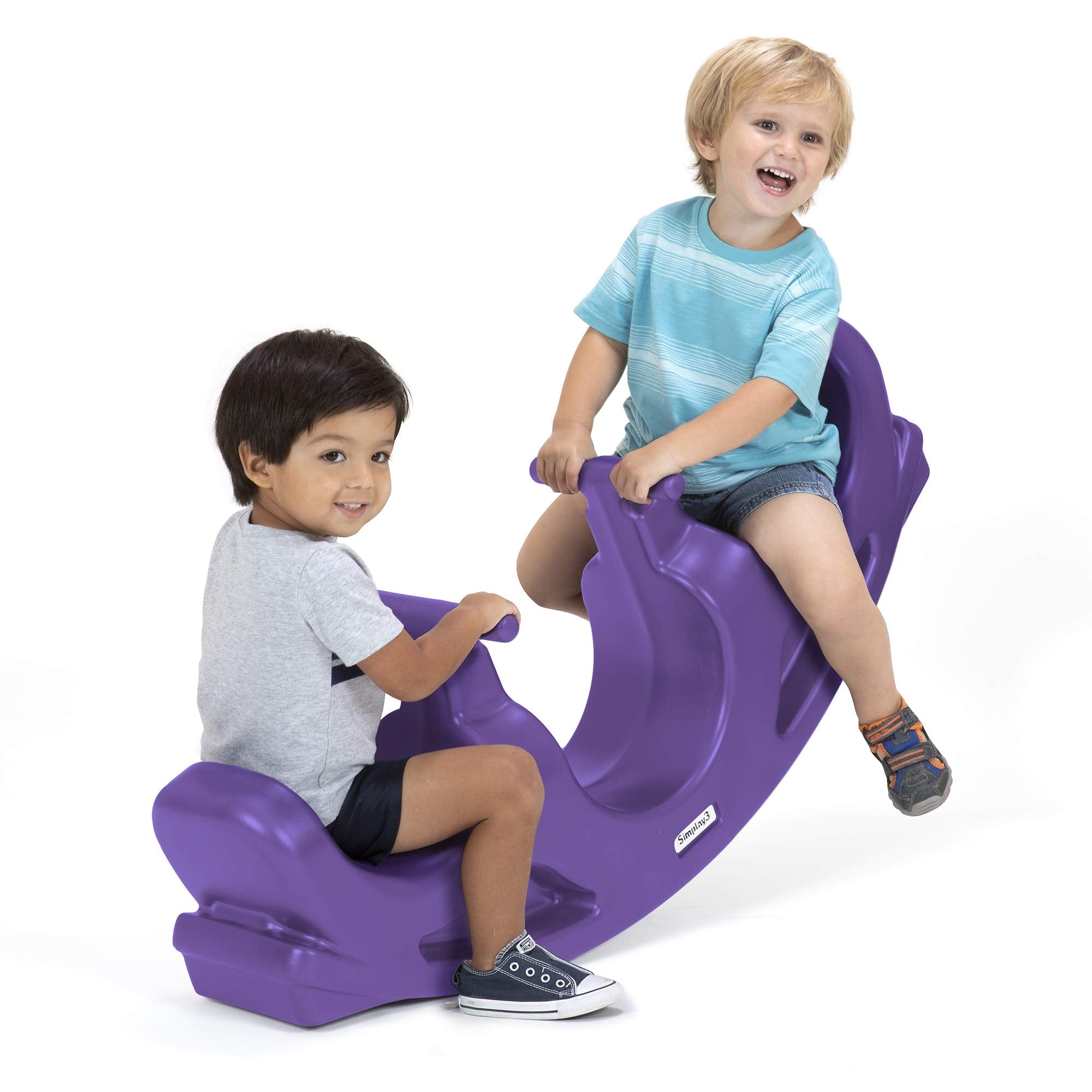 Simplay3 Teeter Totter Rock and Roll Seesaw - Rocking Fun for Two Toddlers or Kids Ages 18 Months to 5 Yrs- Purple, Made in USA