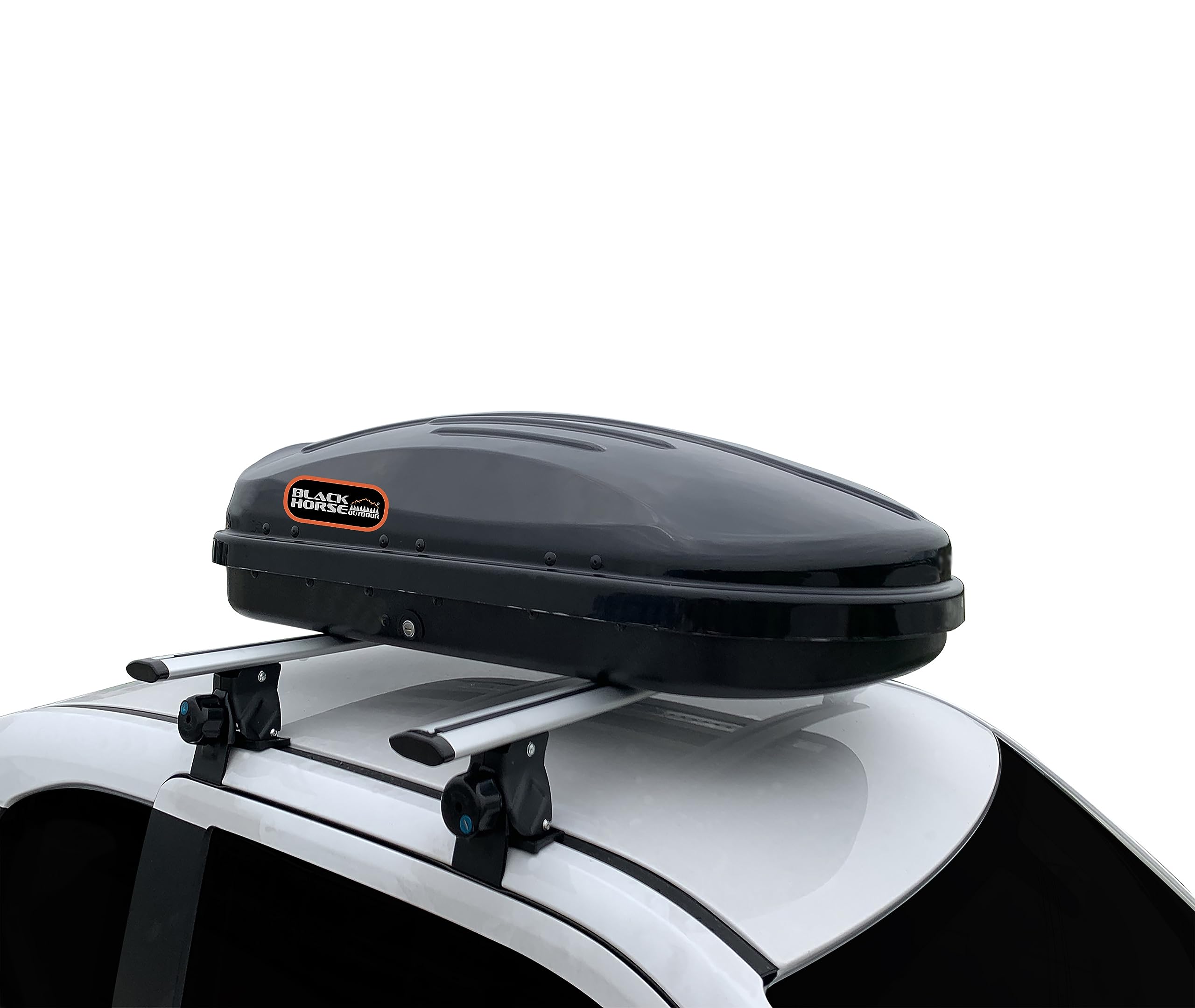 Rooftop Cargo Carrier Black Horse ABS + PMMA Hard Shell, 9 Cubic Feet Waterproof Car Roof Cargo Carrier Box w/Dual Side Opening, Security Key, 165lbs Capacity, for 28" to 80" Wide Crossbar Rack