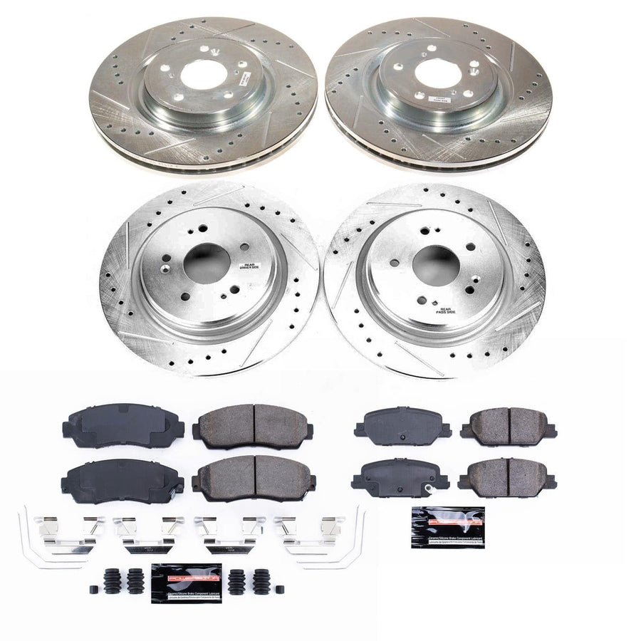 Power Stop K8942 Z23 Carbon-Fiber Ceramic Brake Pads and Drilled and Slotted Rotors Brake Kit For Honda CR - V 2020-2022 [Application Specific]