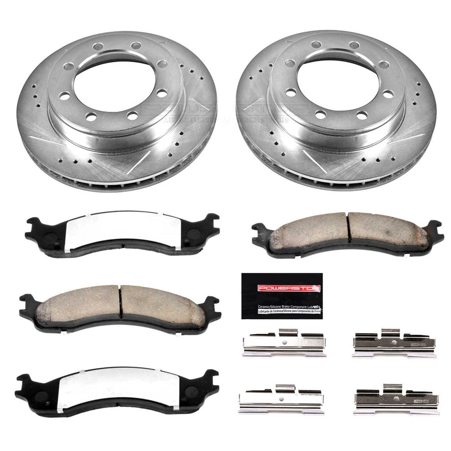 Power Stop Z36 Truck & Tow Brake Kit K5089-36, Carbon Fiber Ceramic Brake Pads and Drilled and Slotted Brake Rotors For Ford F-250 F-350 Pickup