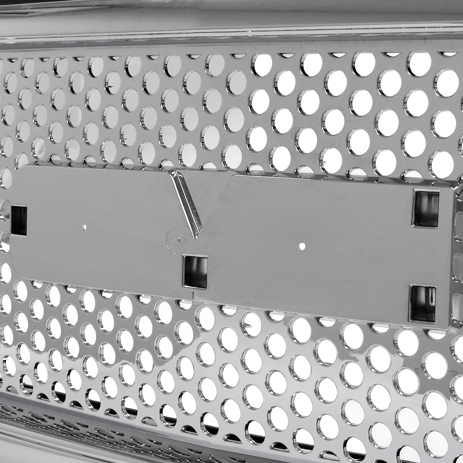 Upper Round Hole Mesh Spec-D Tuning Hood Grill Grille Chrome Compatible with 2000-2006 GMC Yukon Xl