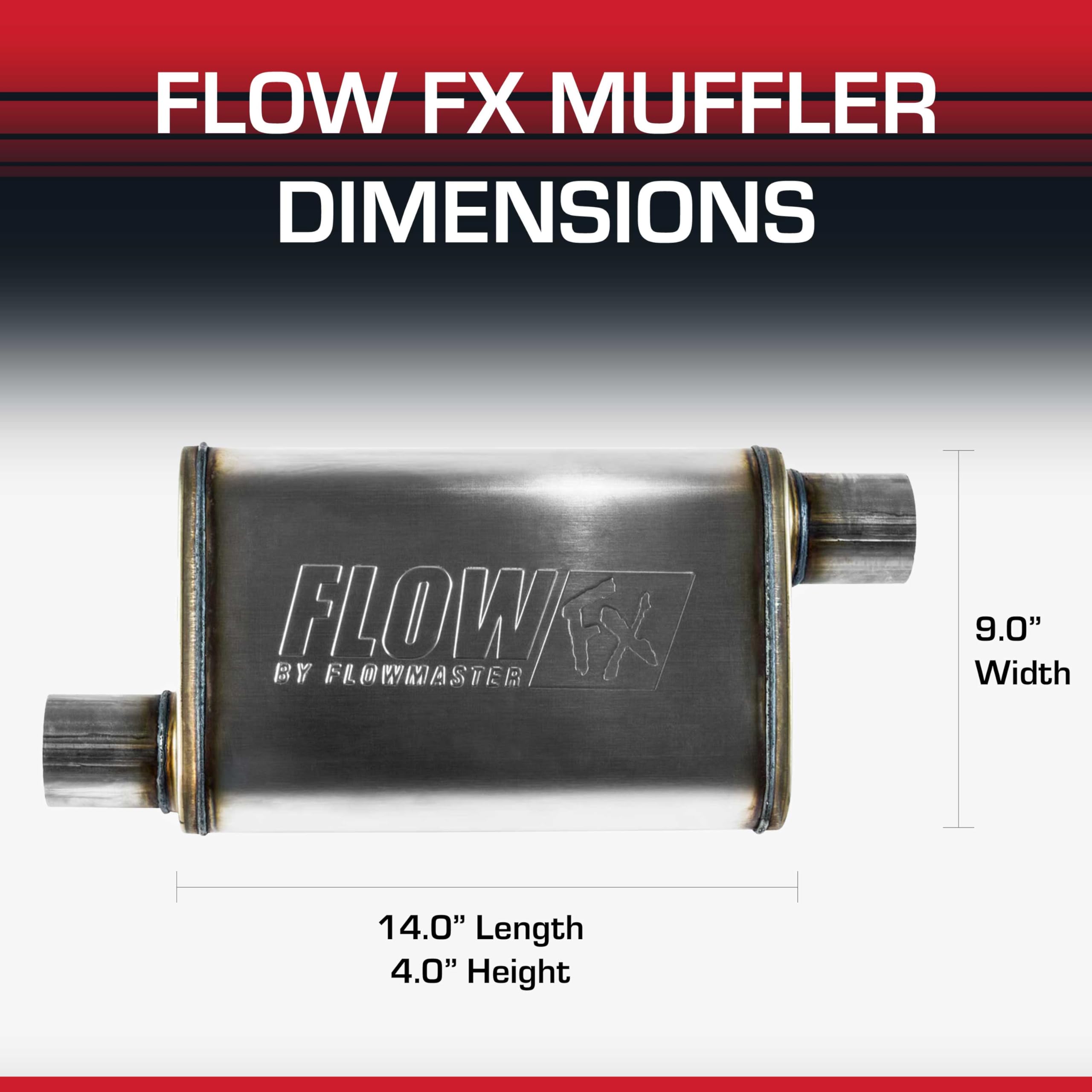 Flowmaster Chambered FX Muffler – 2.50” Offset In / 2.50” Offset Out – Moderate Sound – Stainless Steel – Affordable Performance for Modern Trucks, Muscle Cars & Daily Drivers (71236)