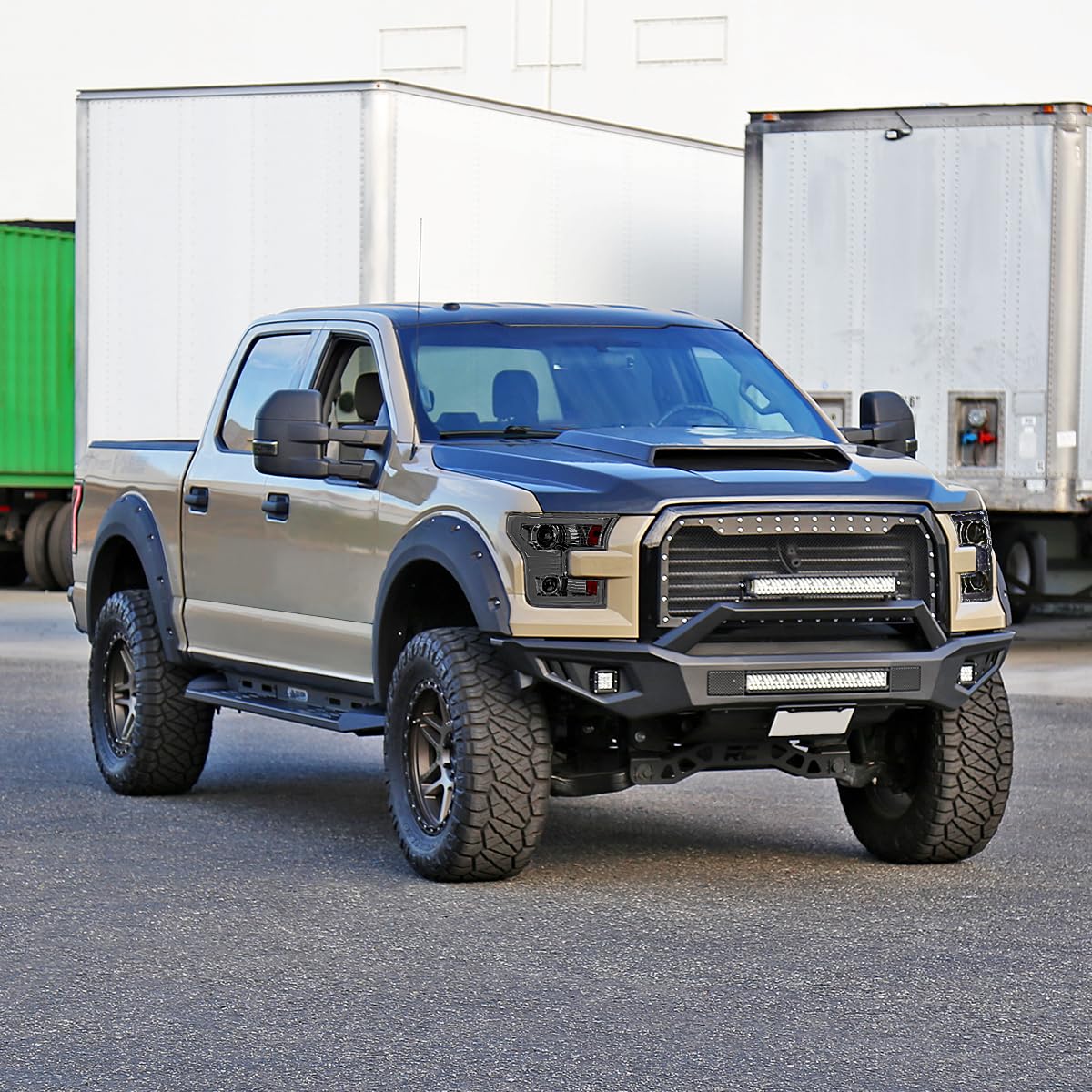 Dual Projector Headlights SPEC-D TUNING w/Switchback Sequential LED Tube Signal Compatible with 2015-2017 Ford F150 Left + Right Pair Headlamps Assembly