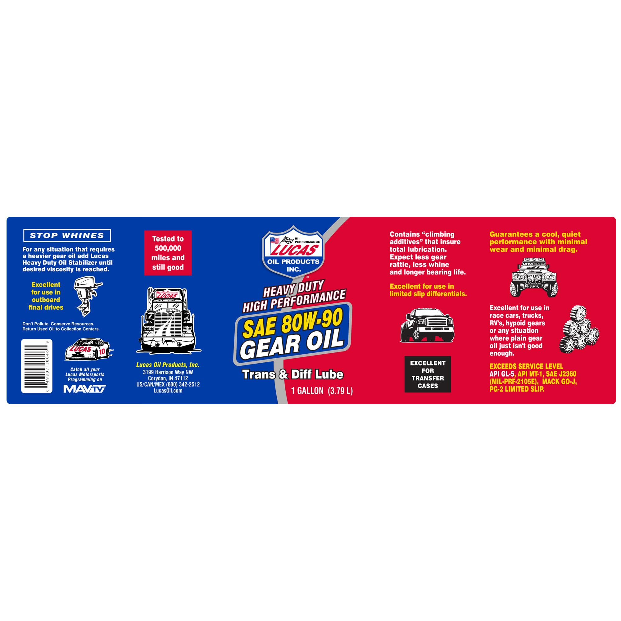 Lucas Oil 10046 Heavy Duty Gear Oil SAE 80W-90 - 1 Gallon