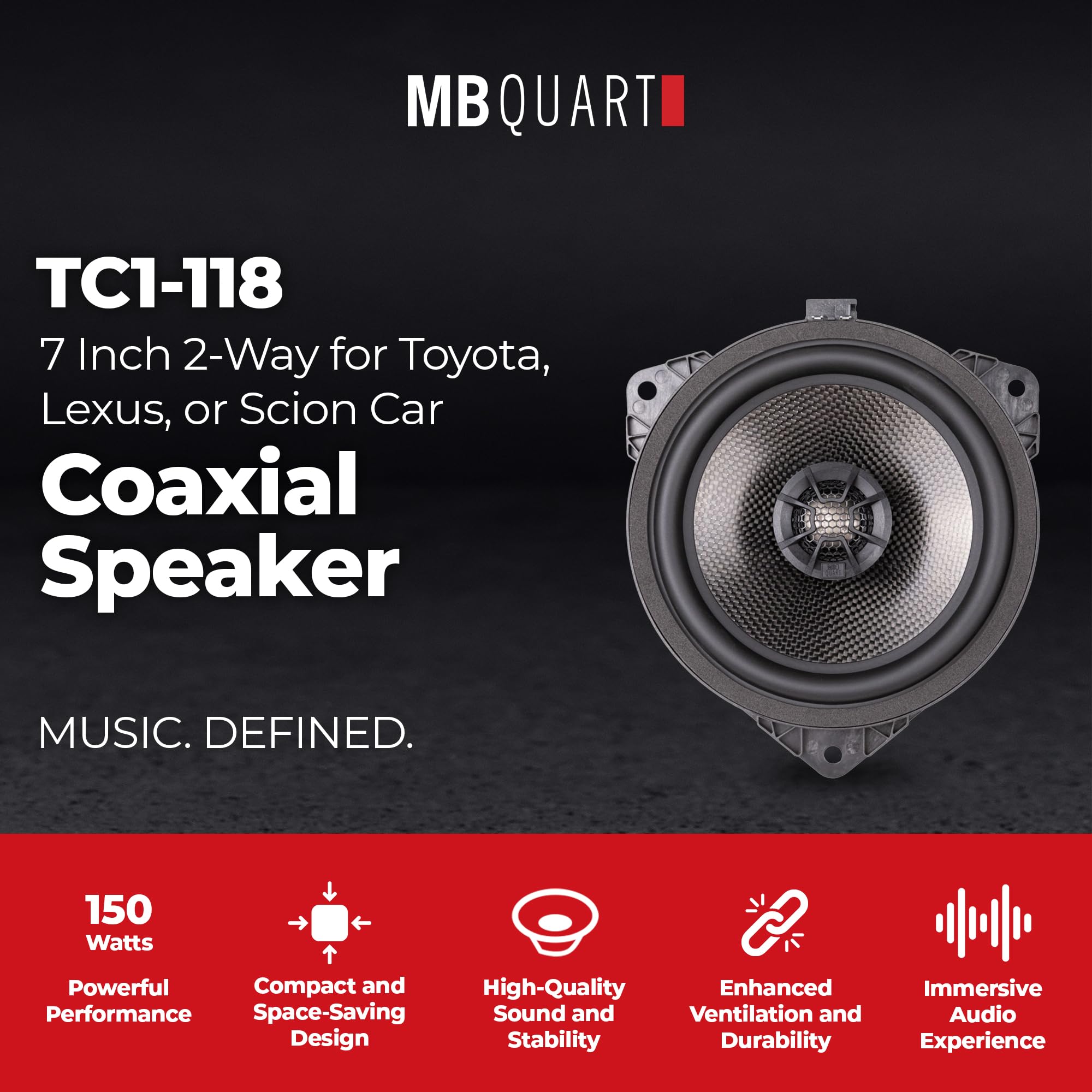 MB Quart 7-Inch TC1-118 Coaxial Speaker System with WideSphere Tweeters and Crossovers for Toyota, Lexus, and Scion Vehicle Audio Upgrade