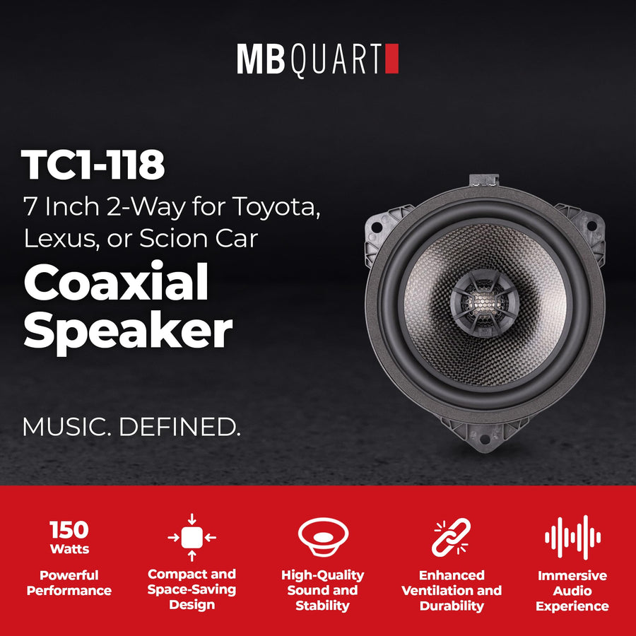 MB Quart 7-Inch TC1-118 Coaxial Speaker System with WideSphere Tweeters and Crossovers for Toyota, Lexus, and Scion Vehicle Audio Upgrade