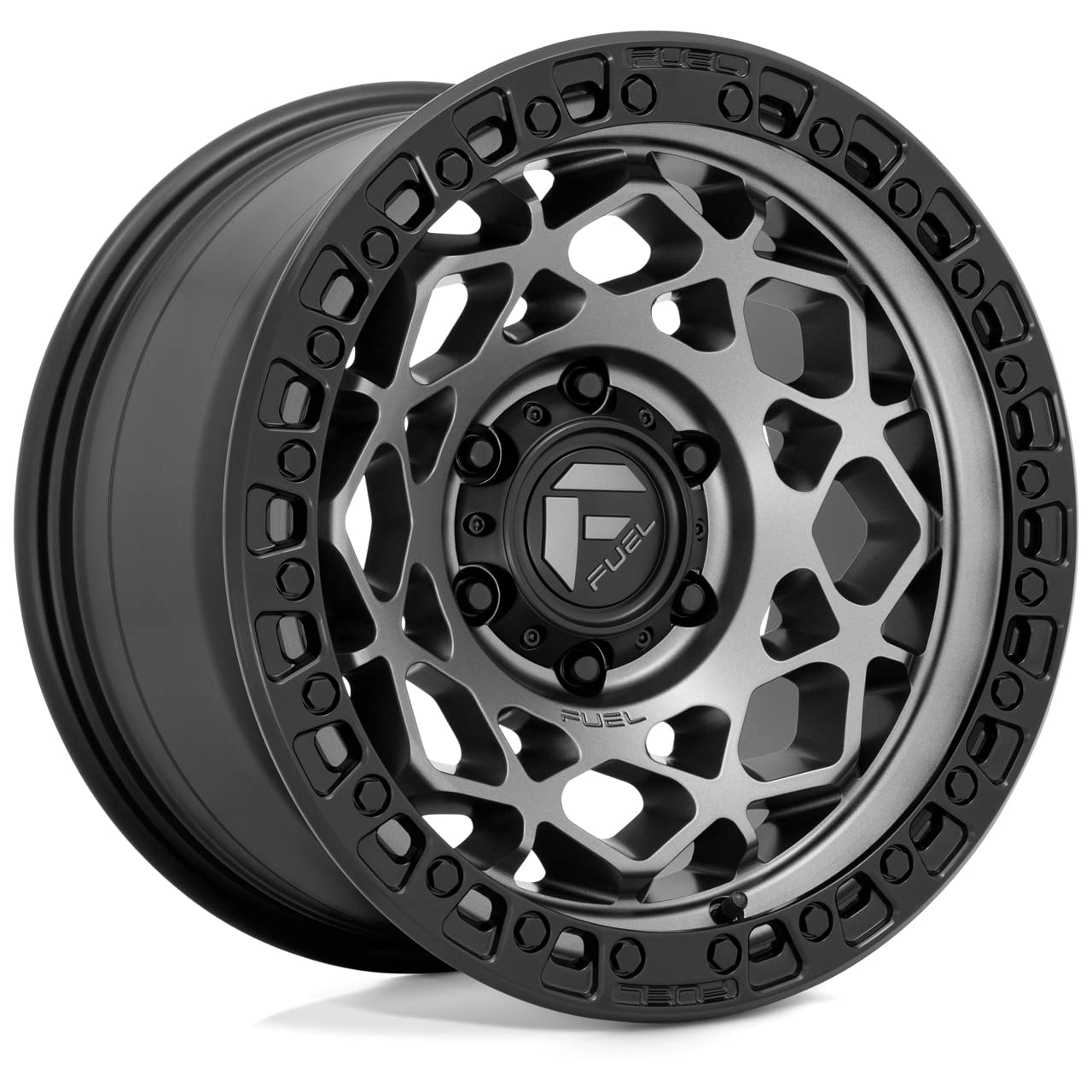 D784 UNIT FUEL OFF-ROAD 17X9, 6X5.5, 5.04, 1mm GUNMETAL WITH MATTE BLACK RING - D78417908450