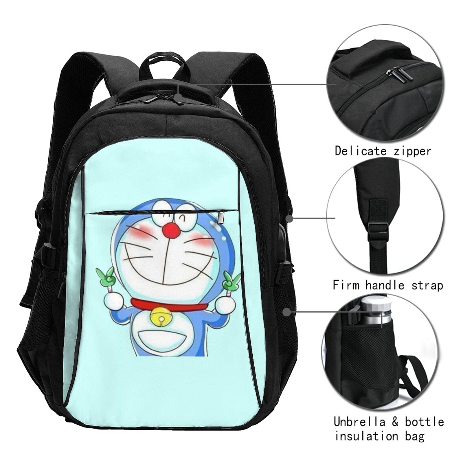 Doraemon Vjkrm Backpack 18 Inch With Usb Interface Portable Lightweight And Large Capacity Reinforced Shoulder Strap Design