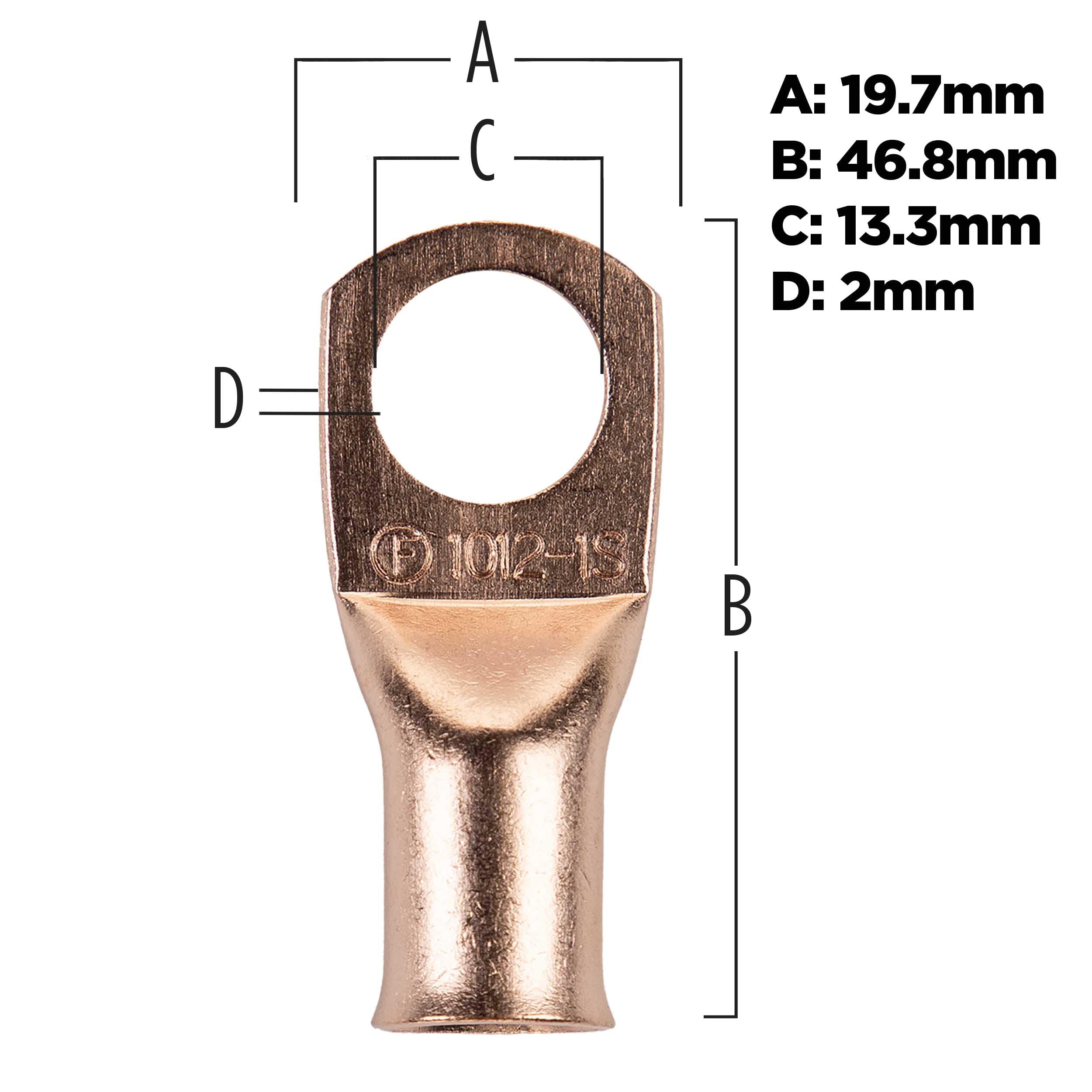 Copper Ring Terminal Install Bay 1/0 Gauge 1/2 Inch 5 Pack - CUR1012