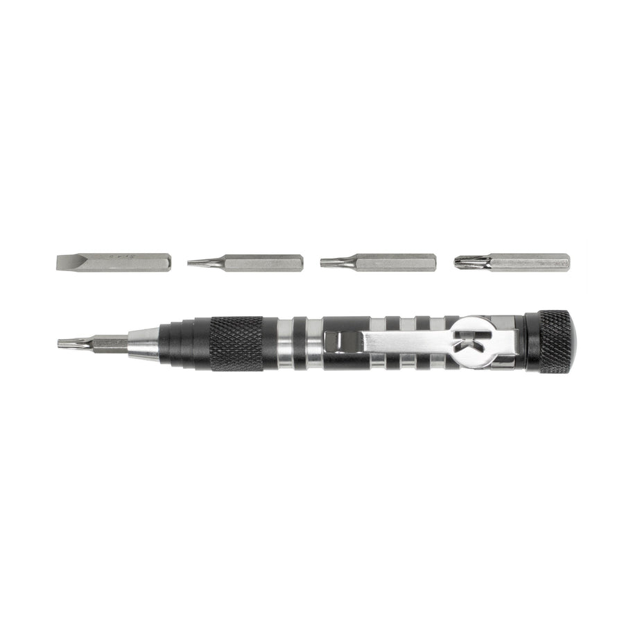 TX-Tool Kershaw (TXTOOL); 4.8 In. Single-Position Multifunction Magnetic Bit Driver; Includes T-6, T-8, T-10, #2 Phillips and Slotted Screwdriver Bit; 1.1 oz., Black
