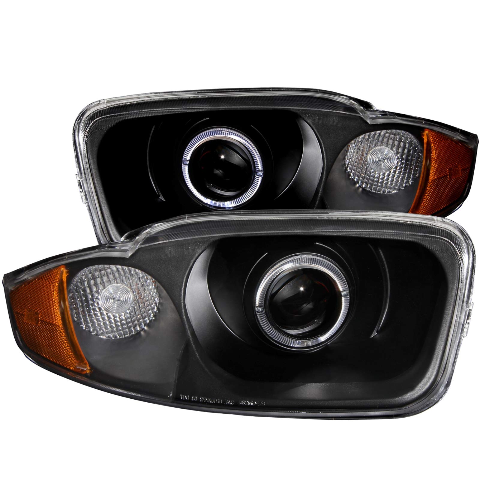 Anzo USA Black Halo 121437 Projector Headlight with Clear Lens and Amber Reflector for Chevrolet Cavalier