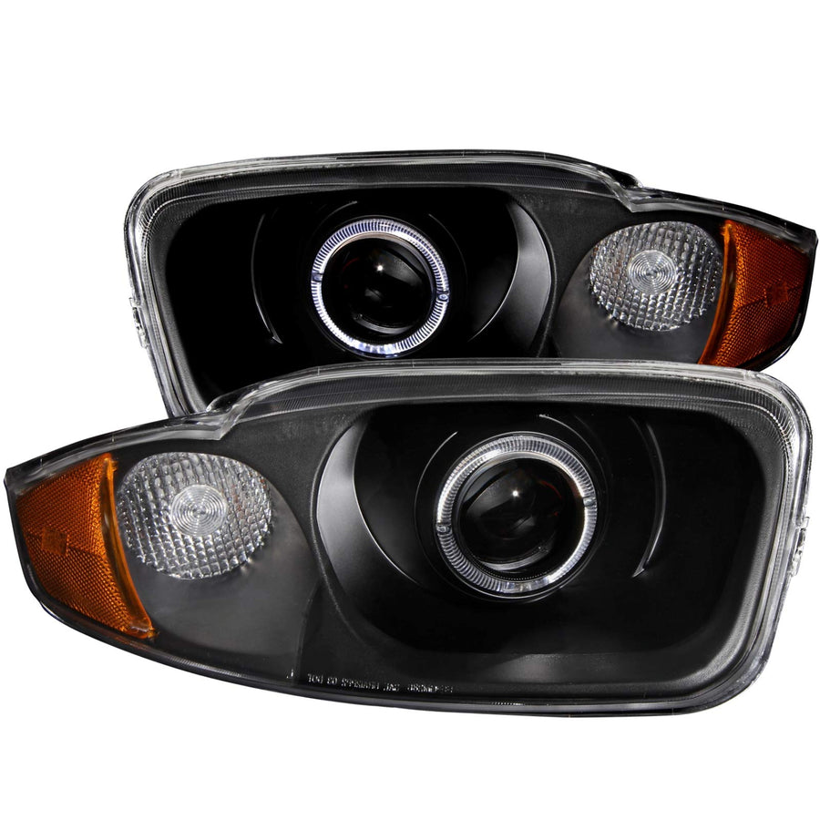 Anzo USA Black Halo 121437 Projector Headlight with Clear Lens and Amber Reflector for Chevrolet Cavalier
