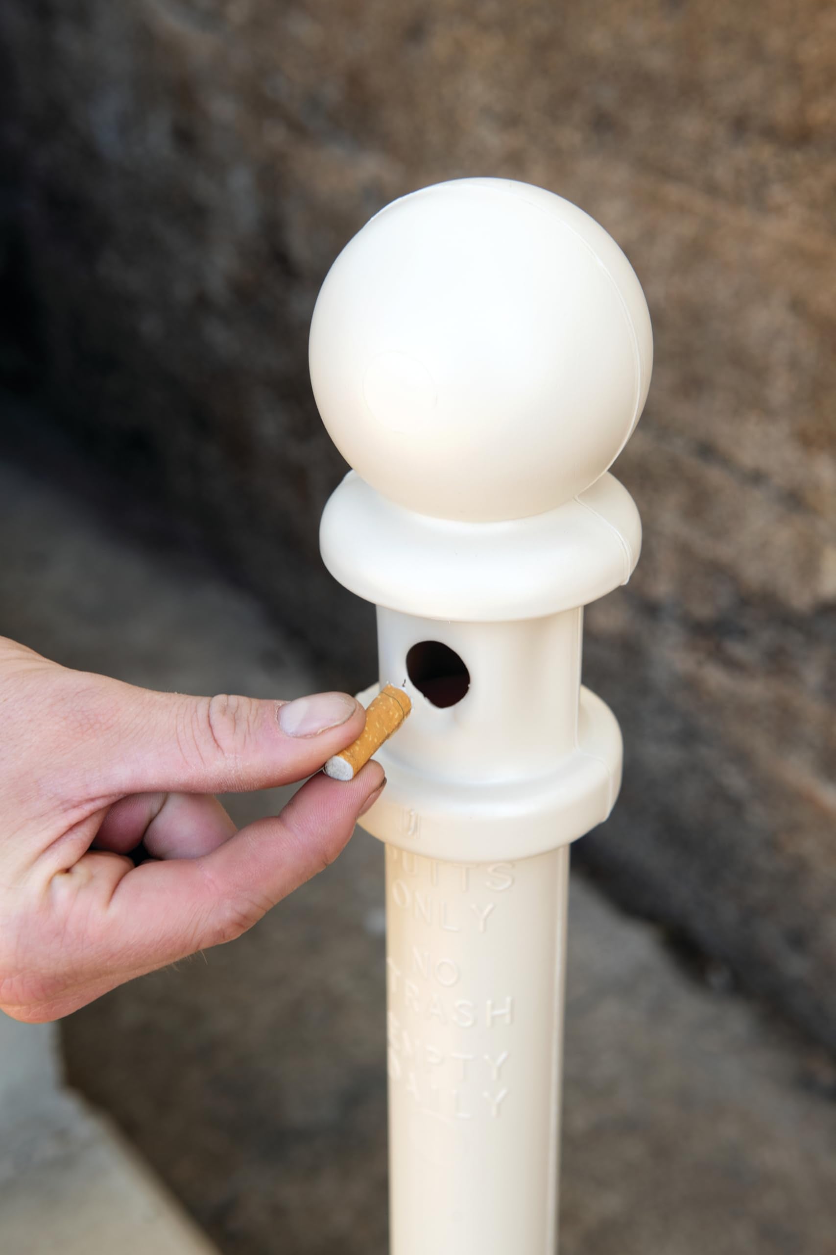Eagle Galvanized Steel 1202BEI Poly Tube Cigarette Butt Receptacle, 2 gallon Capacity, 35" Height, 11" Diameter, Beige
