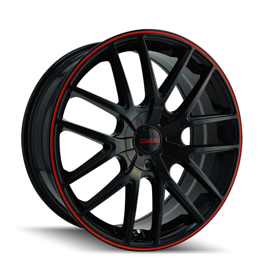 20x8.5 TR60, Bolt Pattern: 5x112/120, Offset: 40, BLACK/RED RING, set of 1