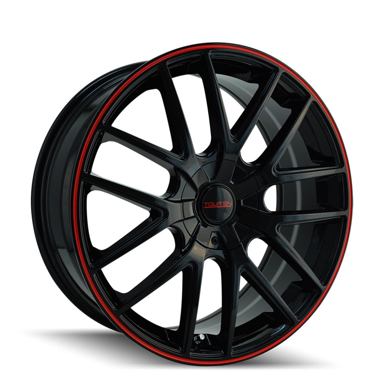 17x7.5 TR60, Bolt Pattern: 4x100/4.5, Offset: 42, BLACK/RED RING, set of 1