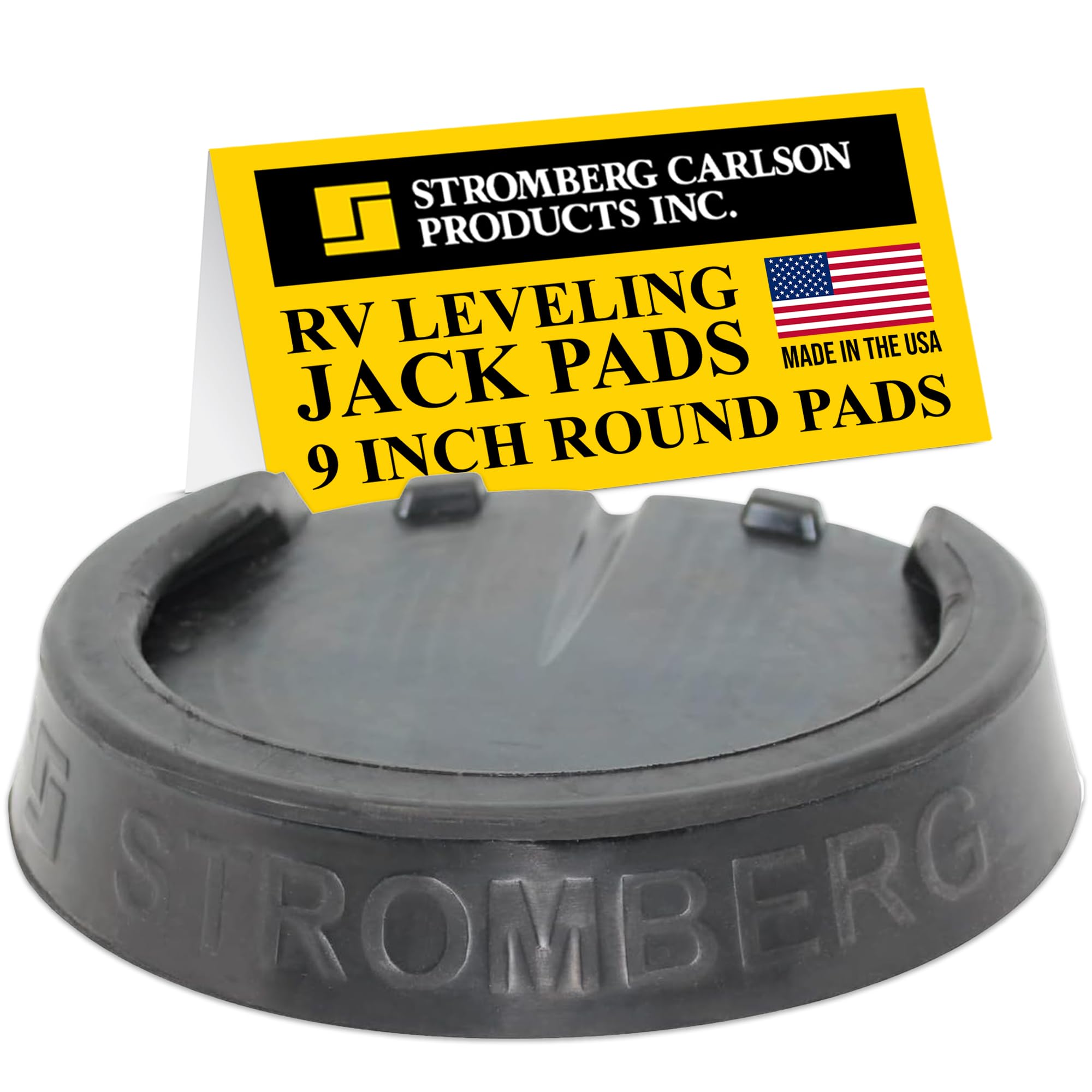 Stromberg Carlson Leveling Jack Pads RV - Durable Rubber Blocks for Leveling, Anti-Slip Jack Pads for RVs and Campers, Protects Against Rust Stains, Non-Slip Design, 9 Inch Round Foot Pads, 1 Pack