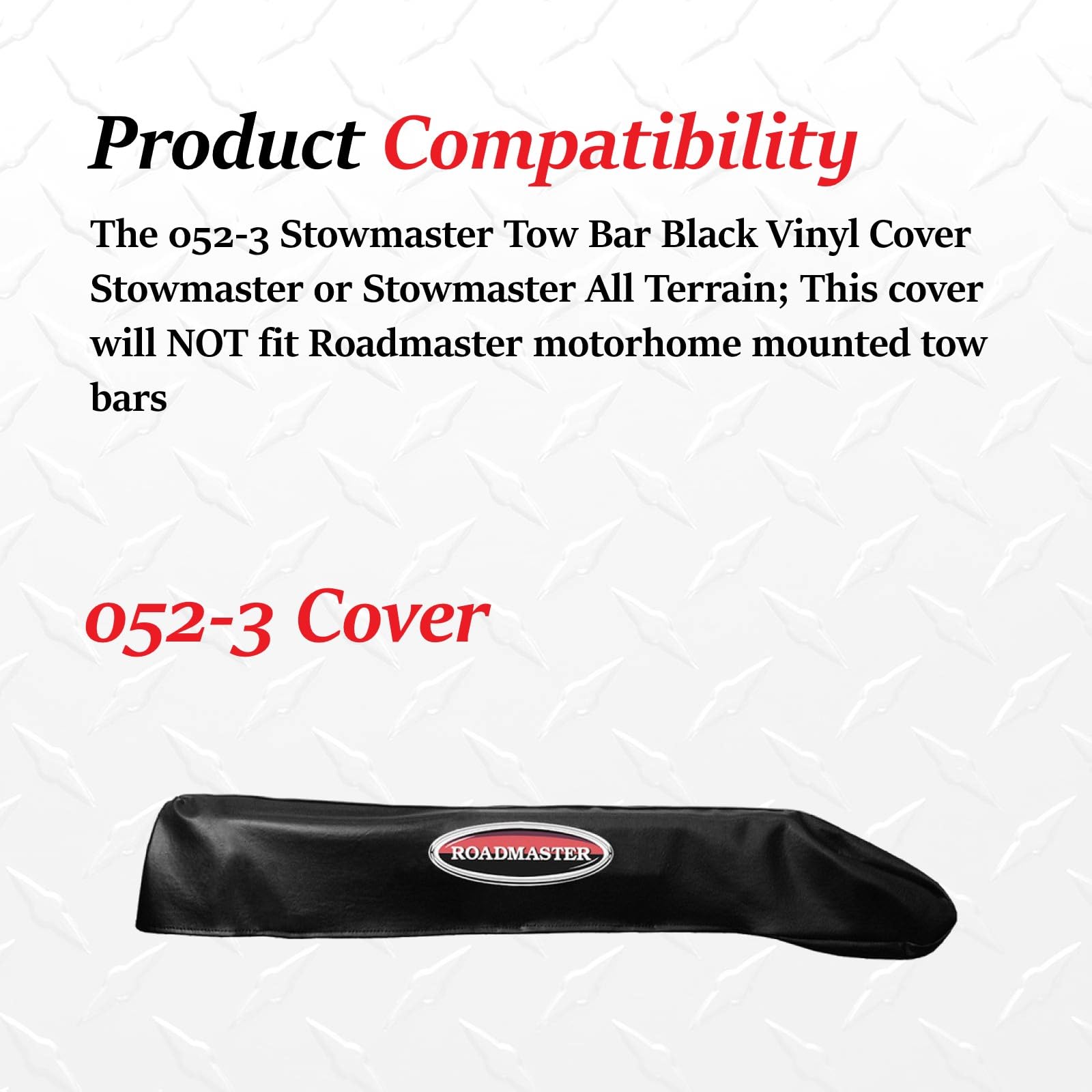 Stowmaster 052-3 Roadmaster Tow Bar Black Vinyl Cover fits Stowmaster or Stowmaster All Terrain | Vehicle-Mounted Tow Bars Only | Car Wash Safe | Fade Resistance