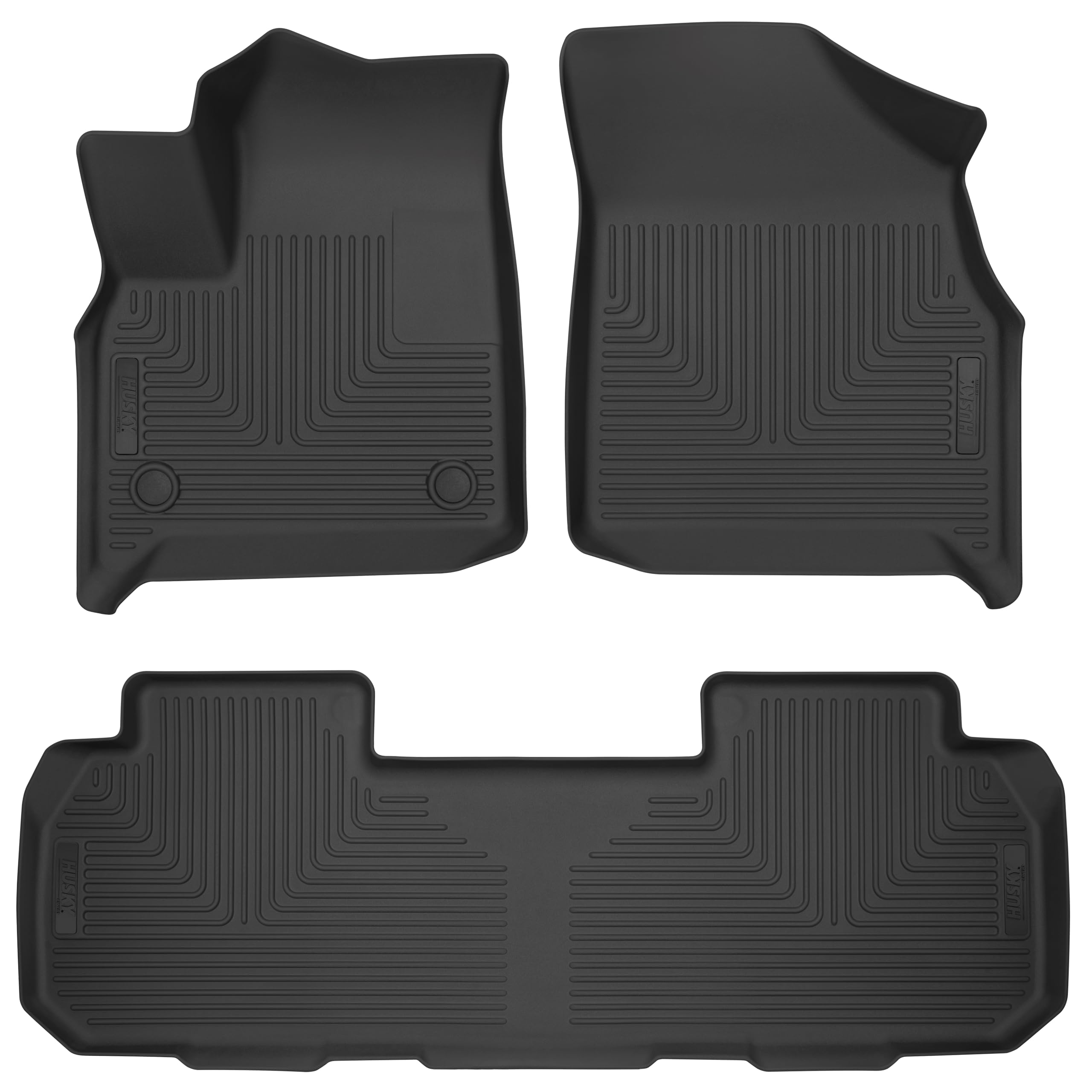 Husky Liners Floor Mats Weatherbeater | Fits 2018-2023 Buick Enclave, w/ 2nd Row Bucket Seats | Front & 2nd Row - Black, 3-pc | 93481