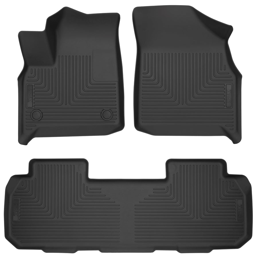 Husky Liners Floor Mats Weatherbeater | Fits 2018-2023 Buick Enclave, w/ 2nd Row Bucket Seats | Front & 2nd Row - Black, 3-pc | 93481