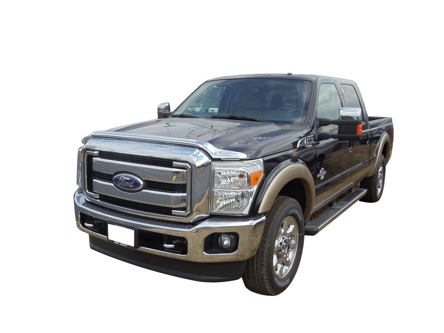 Chrome Hood Shield / Protector Auto Ventshade [AVS] | Fits 2011 - 2016 Ford F-250 Super Duty, F-350, F-450, F - 550 | Medium Profile Bug Deflector - 1 pc., Chrome | 680059