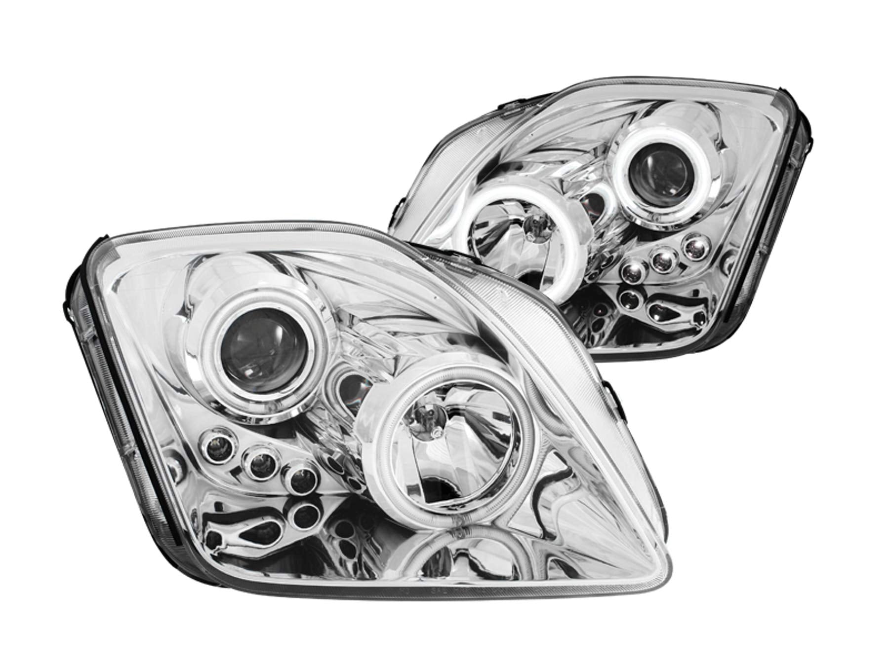 Chrome Clear AnzoUSA Projector Halo Headlight with Amber Reflector for Honda Prelude - (Sold in Pairs)