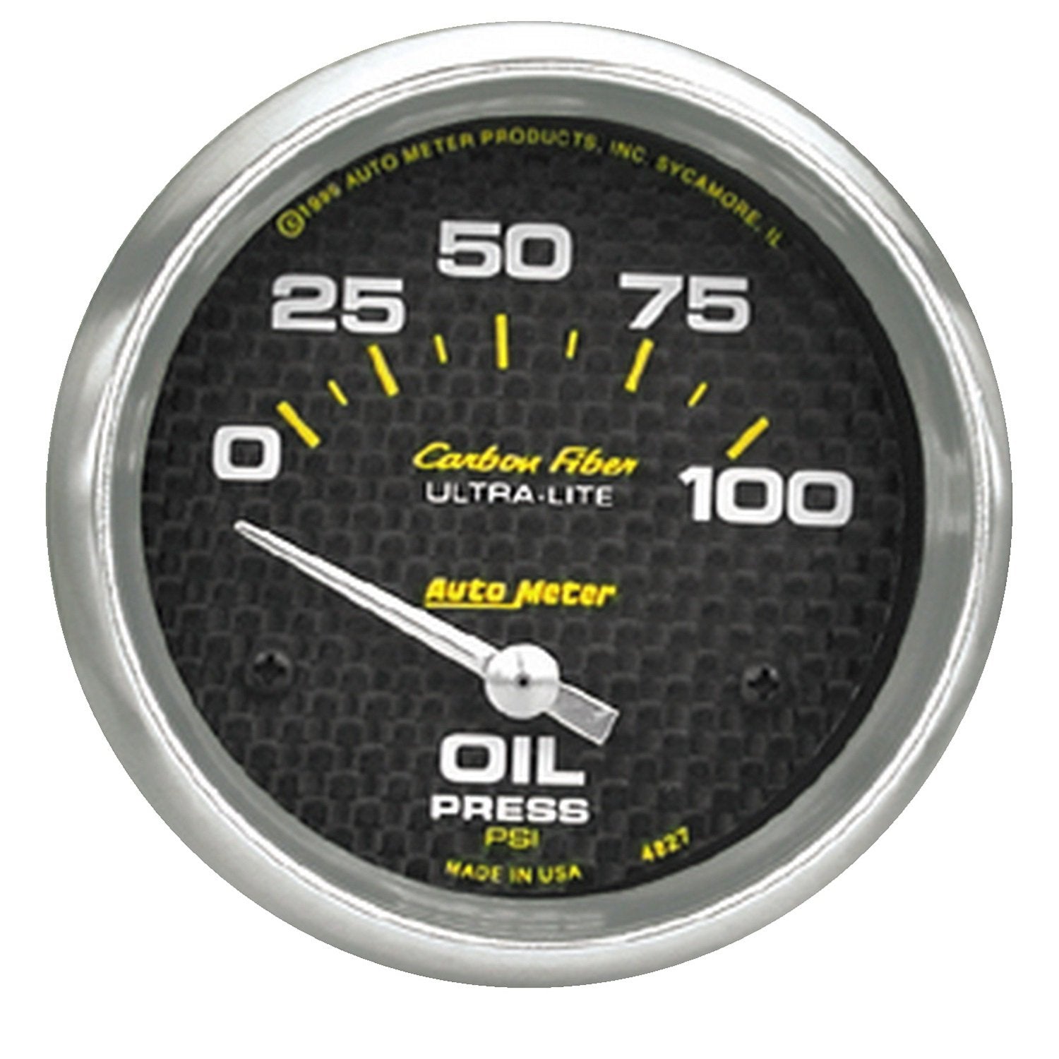 AUTO METER Carbon Fiber 4827 Electric Oil Pressure Gauge,2.625 in.