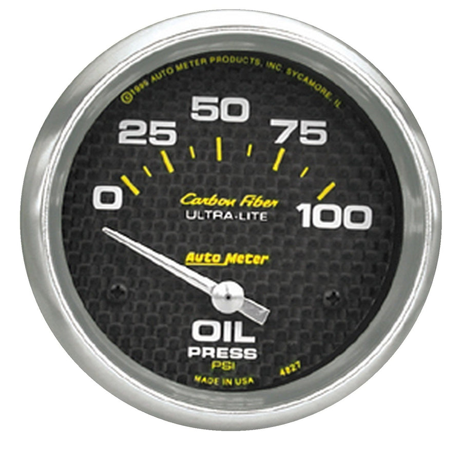AUTO METER Carbon Fiber 4827 Electric Oil Pressure Gauge,2.625 in.