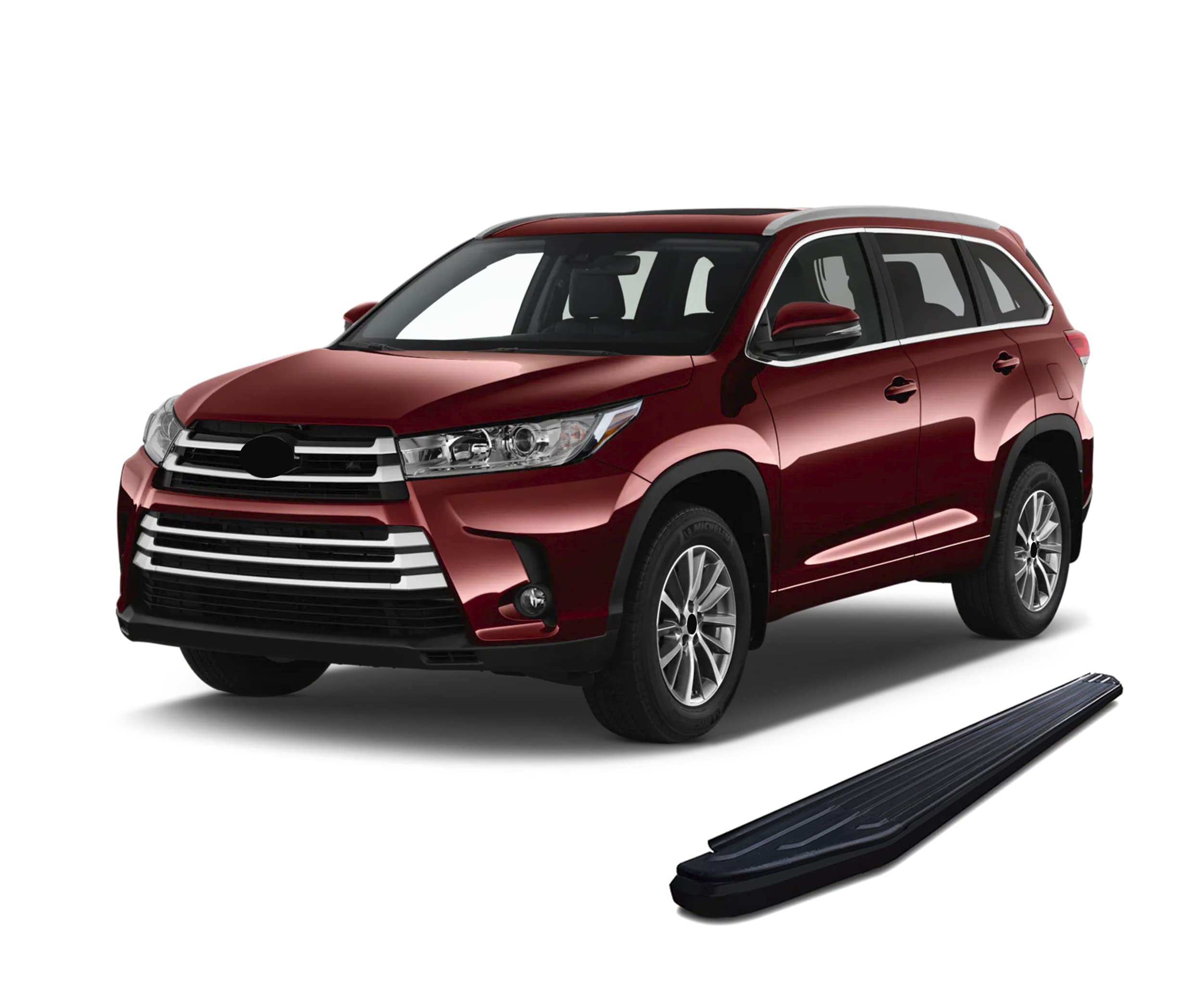 Peerless Black Horse Off Road Running Boards Compatible with 2014 to 2021 Toyota Highlander Black Aluminum Nerf Bars Side Steps Low Door Off Road SUV Pick up cab PR-TYHGBK-14