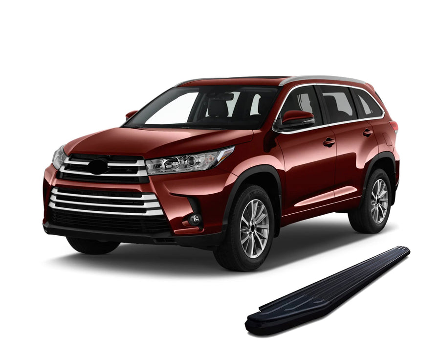 Peerless Black Horse Off Road Running Boards Compatible with 2014 to 2021 Toyota Highlander Black Aluminum Nerf Bars Side Steps Low Door Off Road SUV Pick up cab PR-TYHGBK-14