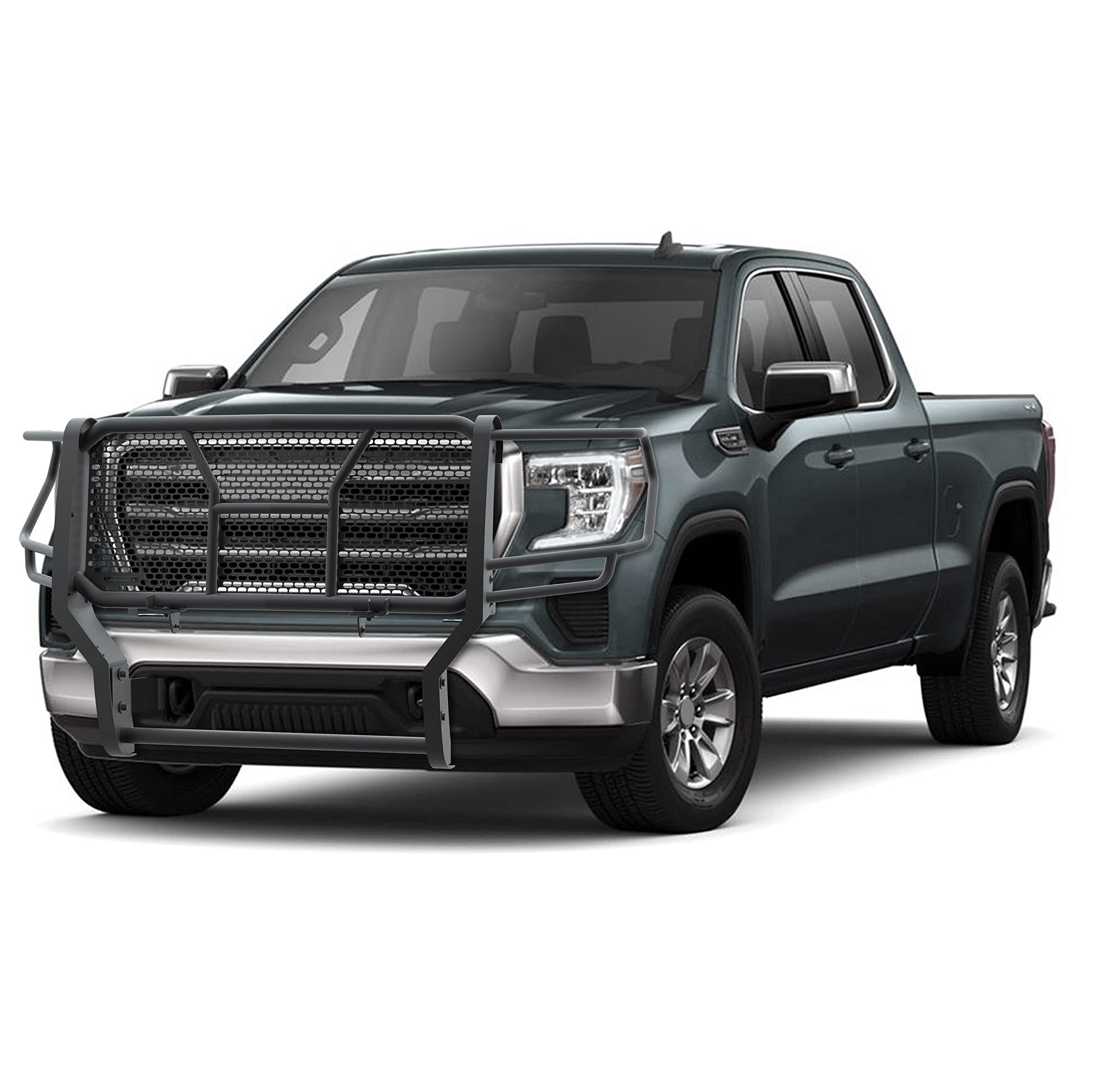 RUGGED Black Horse Heavy Duty Grille Brush Bumper Guard Modular Black Compatible with 2020-2023 GMC Sierra 2500 HD|2020-2023 GMC Sierra 3500 HD-RU-GMSI20-B
