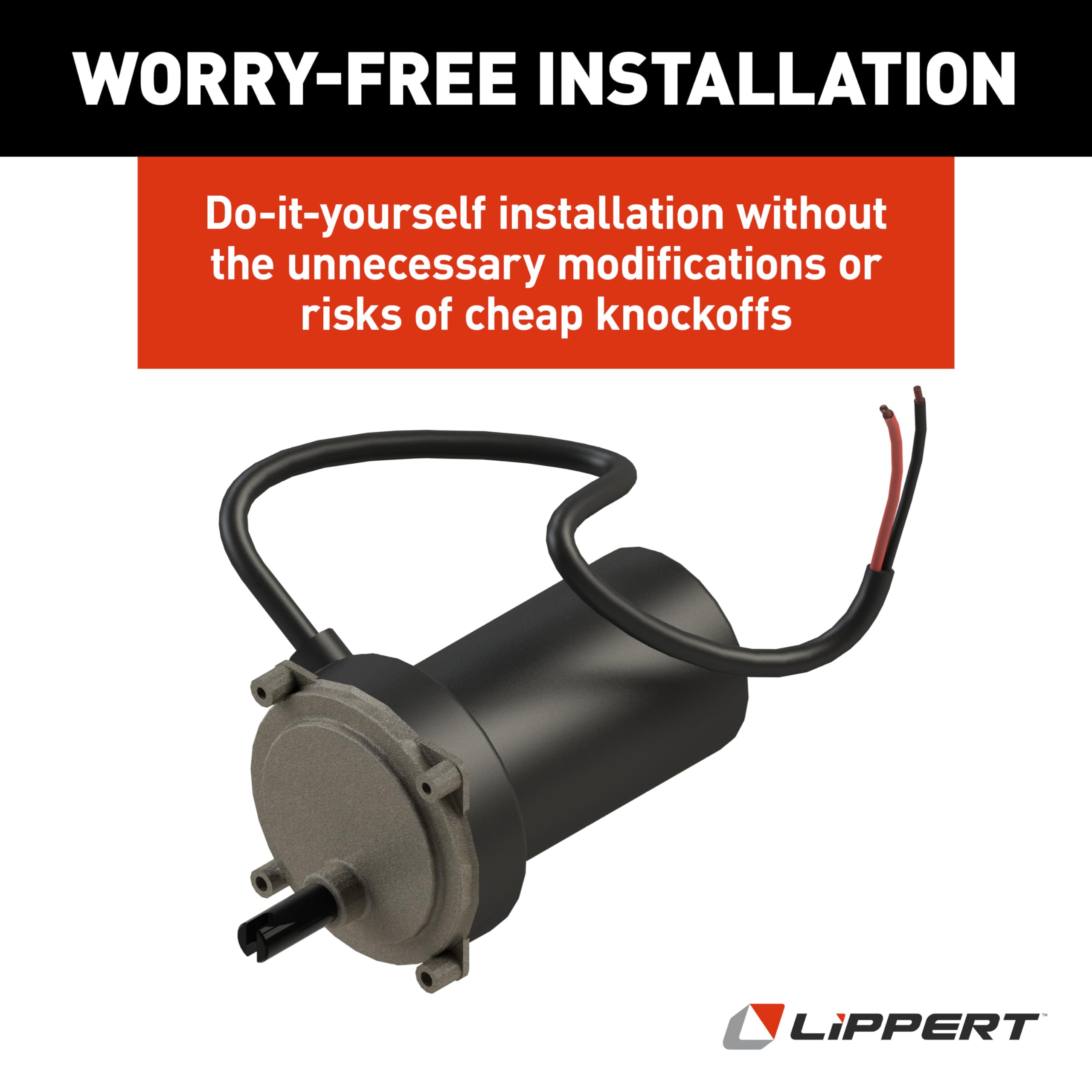 Lippert Motor Replacement for High-Speed Electric RV Stabilizer Jack System on 5th Wheels and Travel Trailers, Cover Boot Included - 352338