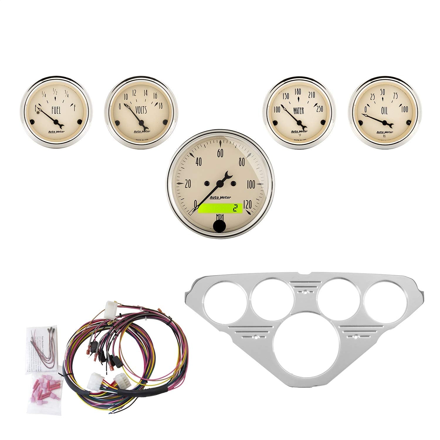 Gauge Kit AutoMeter 7036-AB, 5 Pc, Chevy Truck 55-59, Mph/Fuel/Oilp/Wtmp/Bat, Ab
