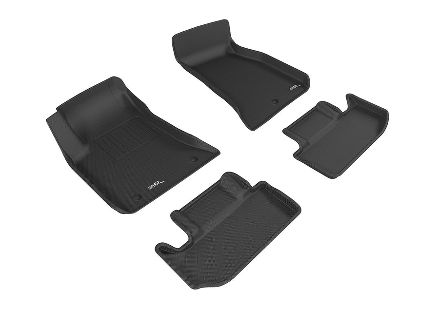 3D MAXpider Floor Mats All-Weather for Dodge Challenger 2011-2014 Custom Fit Car Liners, Kagu Series (1st & 2nd Row, Black)
