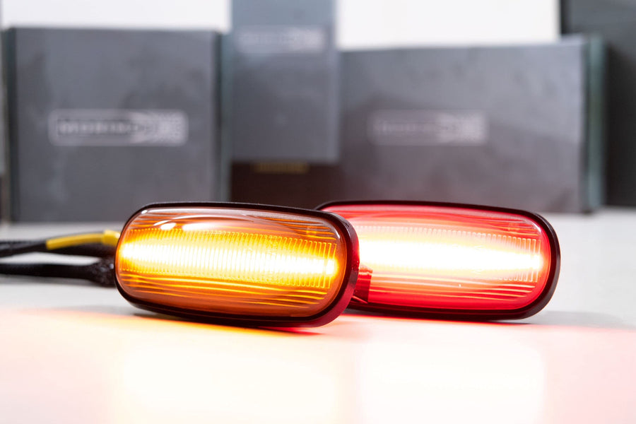 Morimoto XB LED Side Mirror, Fits Dodge Ram HD Dually (03-09), Smoked Housing, Plug and Play Assembly, Easy Install, Bright Amber LED Color, Amber Front & Red Rear (1x LF73813-1)